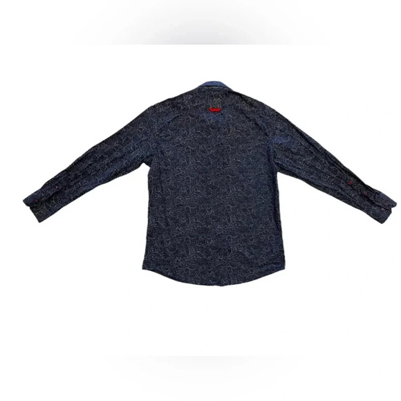 Daniel Hechter Blue Printed Long Sleeve Button Down Dress Shirts Size Large - Picture 9 of 10